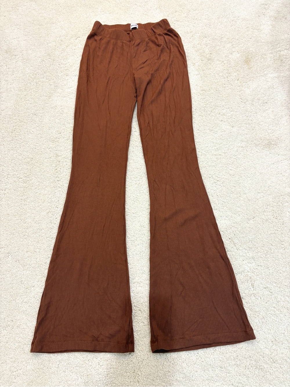 Aritzia Sun•Deh Ribbed Knit Stretchy Legging Pants - Burnt Orange Brown XS